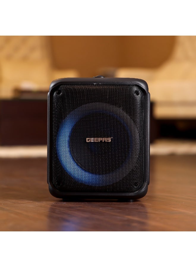 GEEPAS Portable And Rechargeable Party Speaker- GMS11161| Bluetooth, TWS Function and FM Radio| Lightweight and Portable Design, With Color Control LED Light |Multiple Mode Selections and Menu Function| Black, 2 Years Warranty - Image 2
